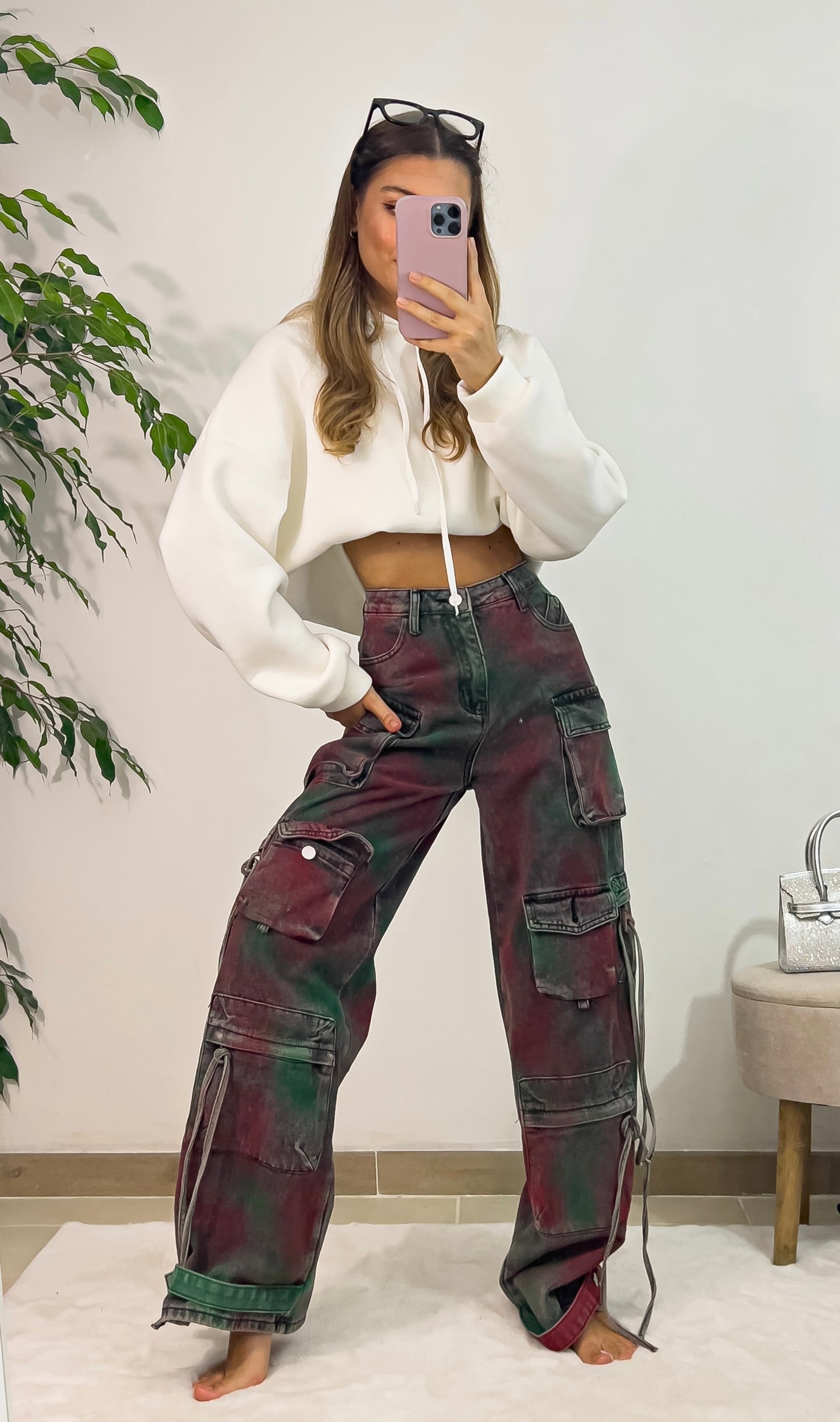 Jeans Cargo Slavati NERO