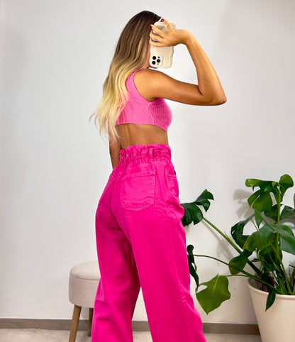 Fuchsia Ruched Jeans