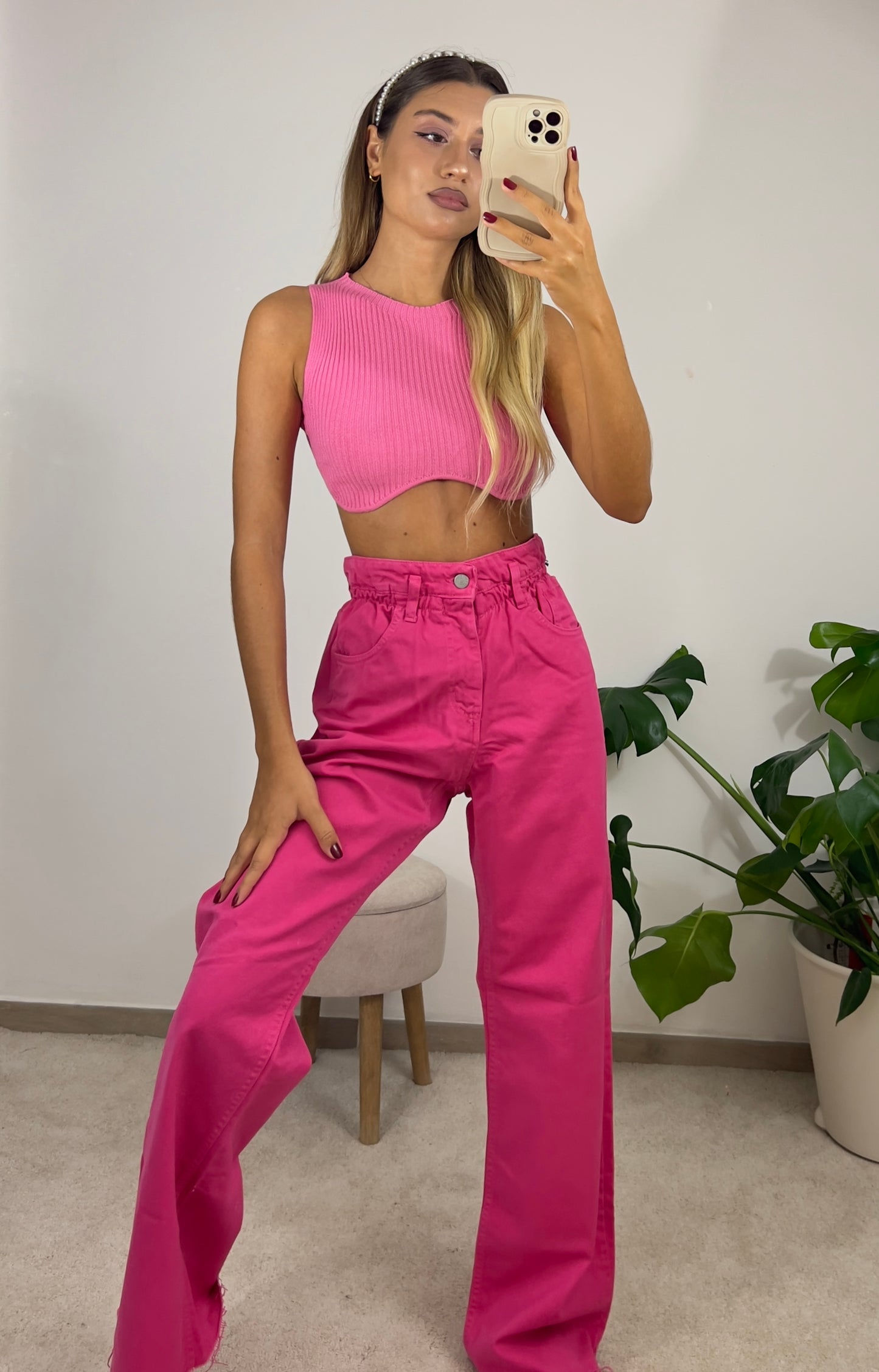 Fuchsia Ruched Jeans
