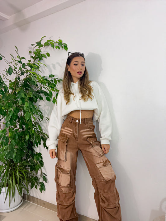 Jeans Cargo Slavati MARRONE