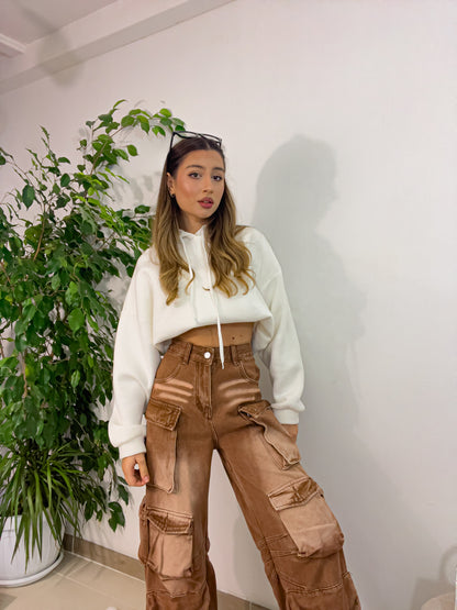 Jeans Cargo Slavati MARRONE